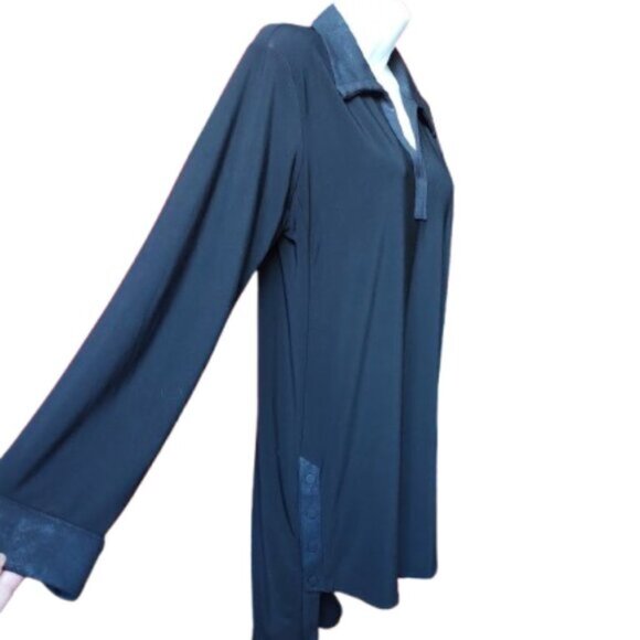 High Low Long Sleeve Black Tunic Top Size 8 - Picture 2 of 4